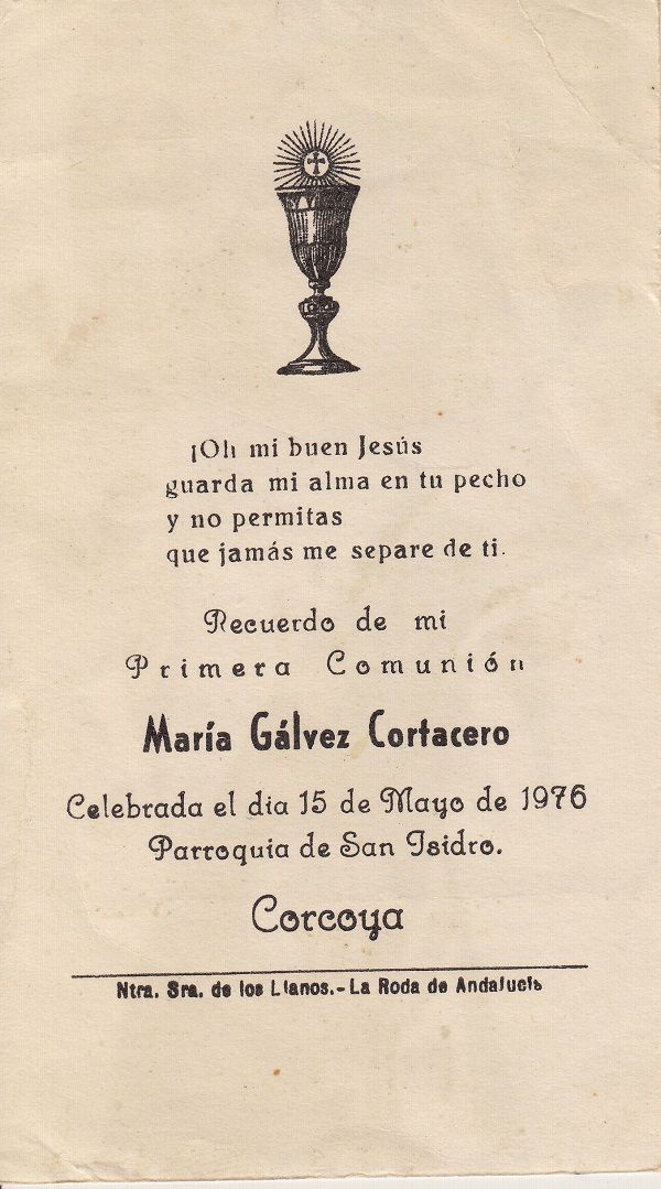 Recuerdos de primera Comunión año 1976
