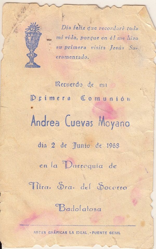 Recuerdos de primera Comunión año 1968