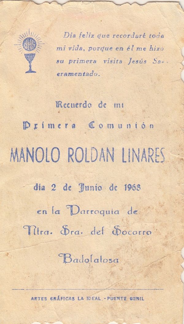 Recuerdos de primera Comunión año 1968