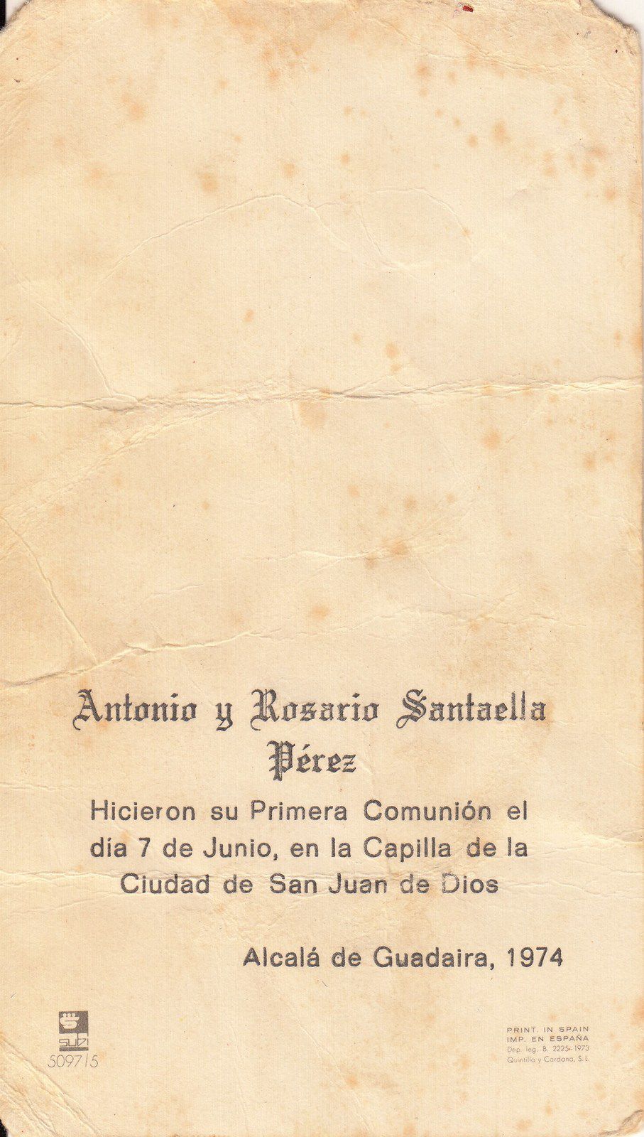 Recuerdos de primera Comunión año 1974