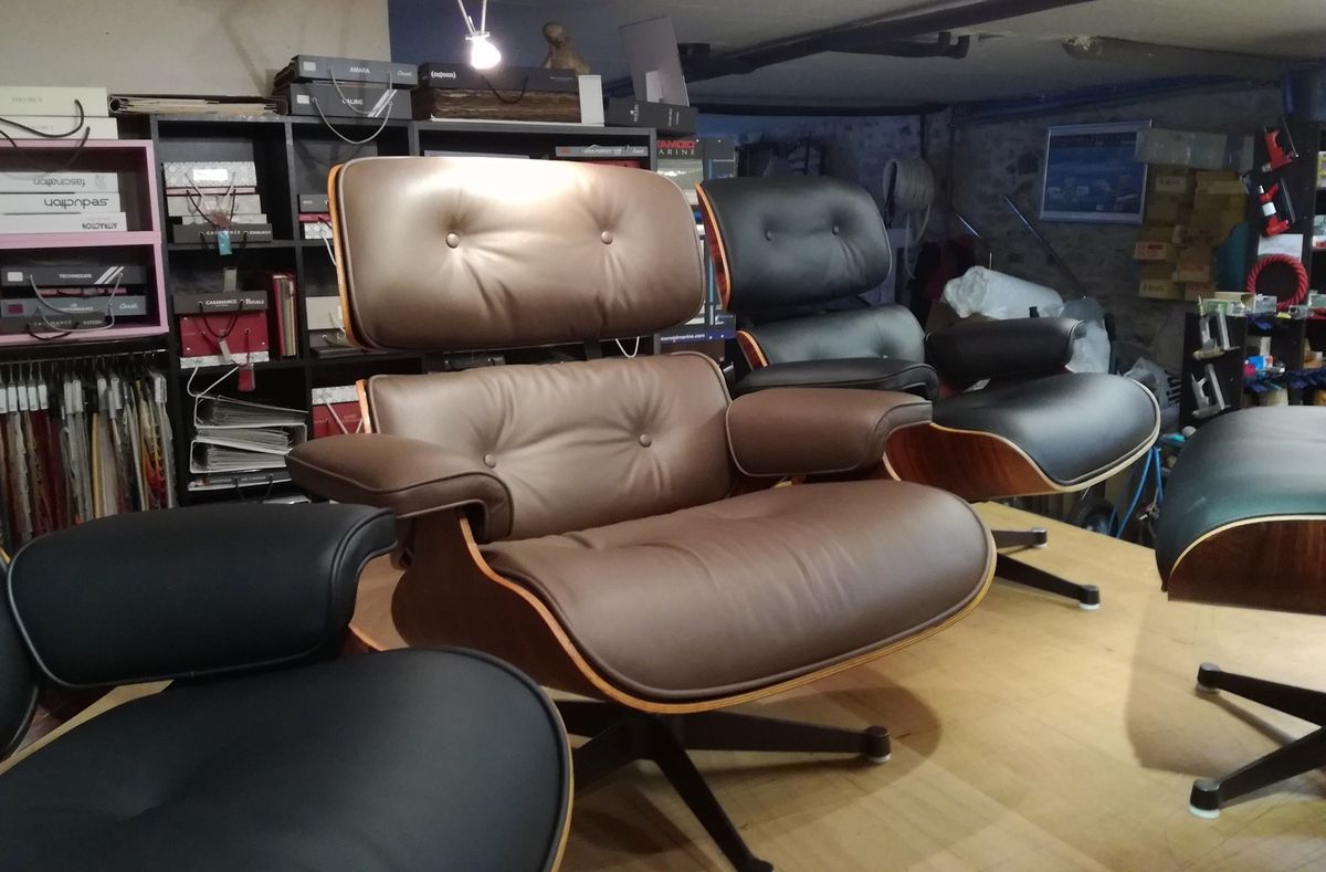 Réfection fauteuils et ottomans Eames