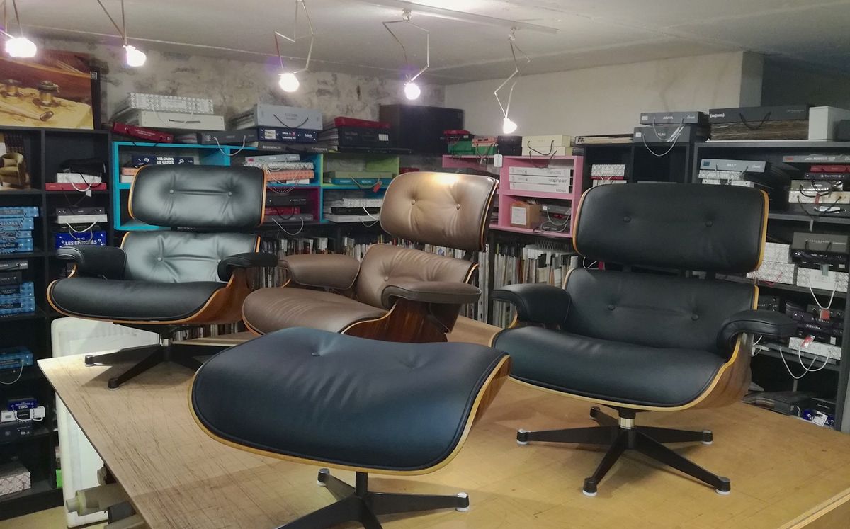 Changement fermeture à glissière coussins Eames et recollage schockmounts