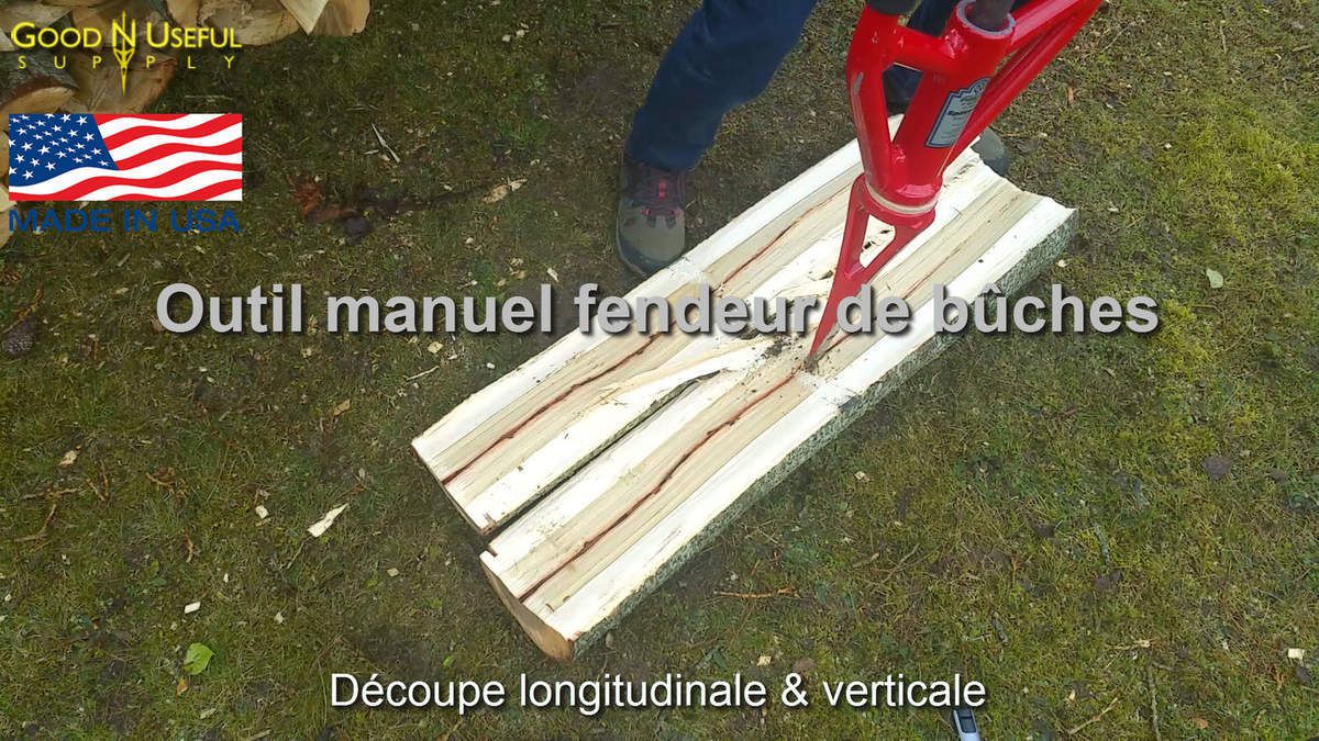 Voici le Splitz All et le Splitz Assist de chez GOOD N USEFUL made in USA : Outil Fendeur de bûches pour bois de chauffage.
