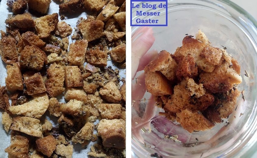 Croutons au pain rassis