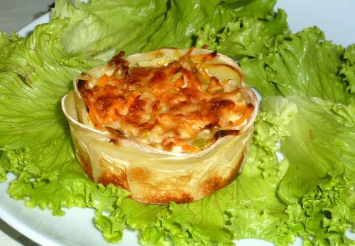 Quiches de pomme de terre aux carottes et poireaux. Weight Watchers