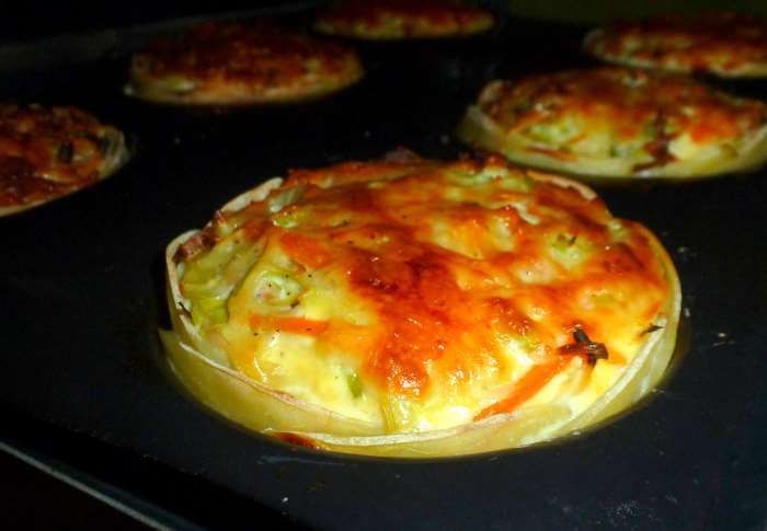 Quiches de pomme de terre aux carottes et poireaux. recette WW