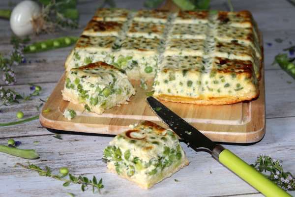 Bread quiche petits pois oignons au thym recette ww