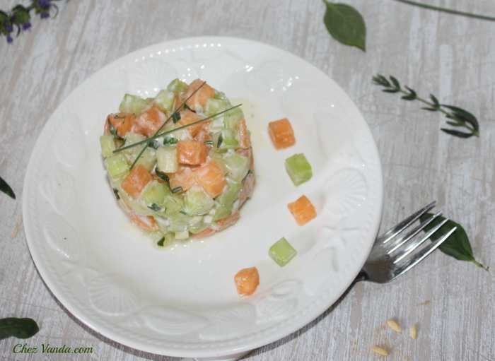 Tartare de melon et concombre aux fines herbes  recette ww 