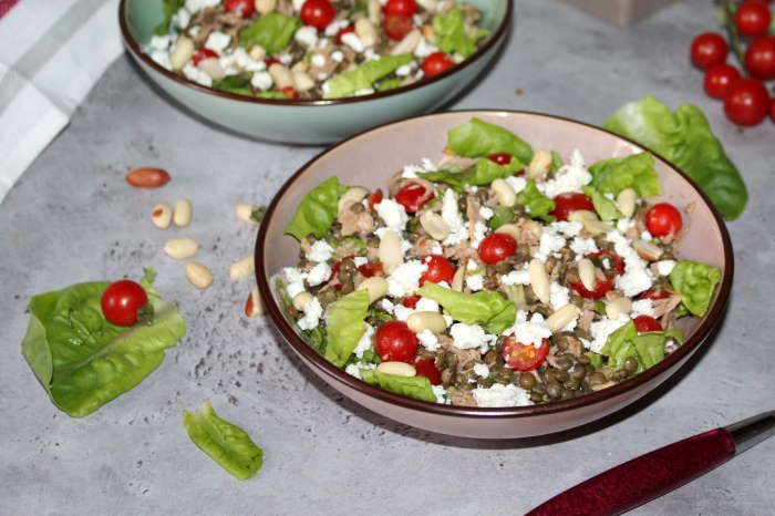 Salade de thon , lentilles vertes et cacahuètes recette ww 