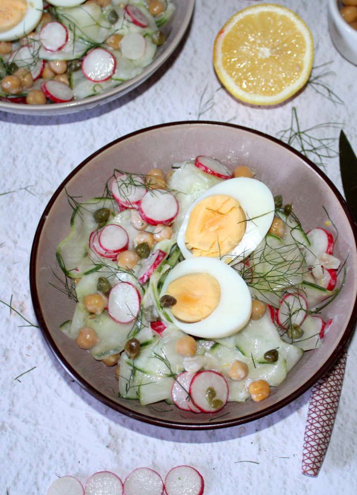 Salade de concombre et radis aux pois chiches recette ww