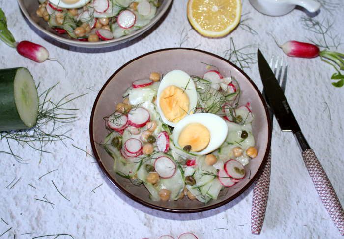 Salade de concombre et radis aux pois chiches recetet weight watchers