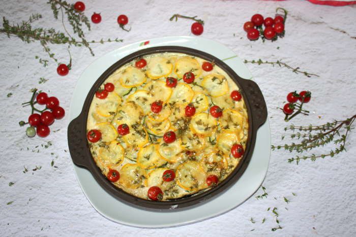 Flan aux 2 courgettes et au cidre
