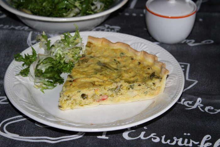 Tarte aux poireaux ,crabe et  safran