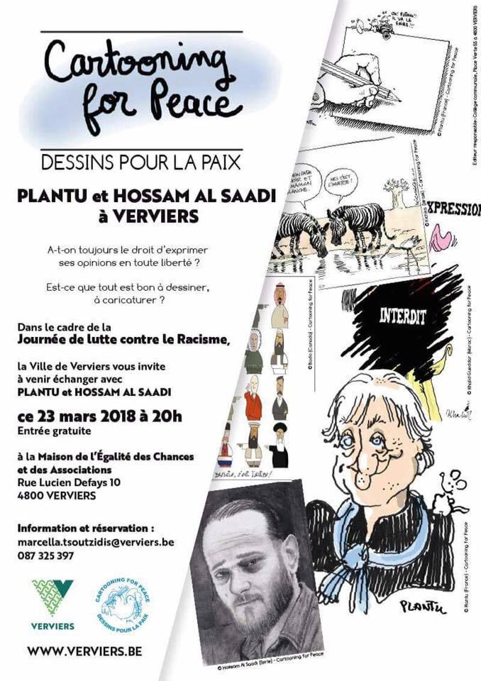 Plantu et Hossam Al Saadi à Verviers le 23/03/2018