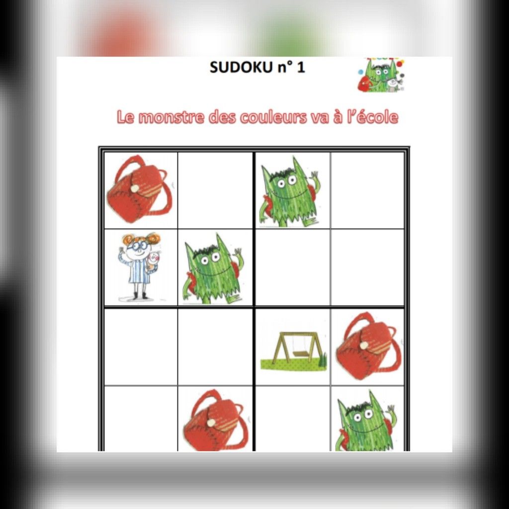 Page De Garde Cahier D activités Le Monstre Des Couleurs Sudoku : le monstre des couleurs va à l'école - Mes tresses D Zécolles