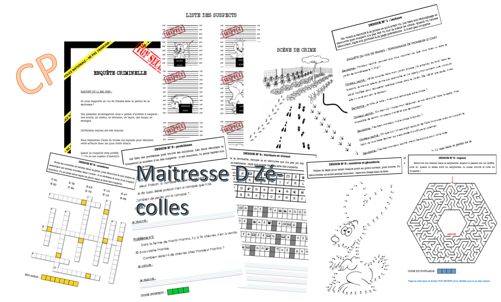 énigme Policière Enquête Policière à Imprimer Gratuite Pdf Enquête criminelle CP Version 2 - Mes tresses D Zécolles