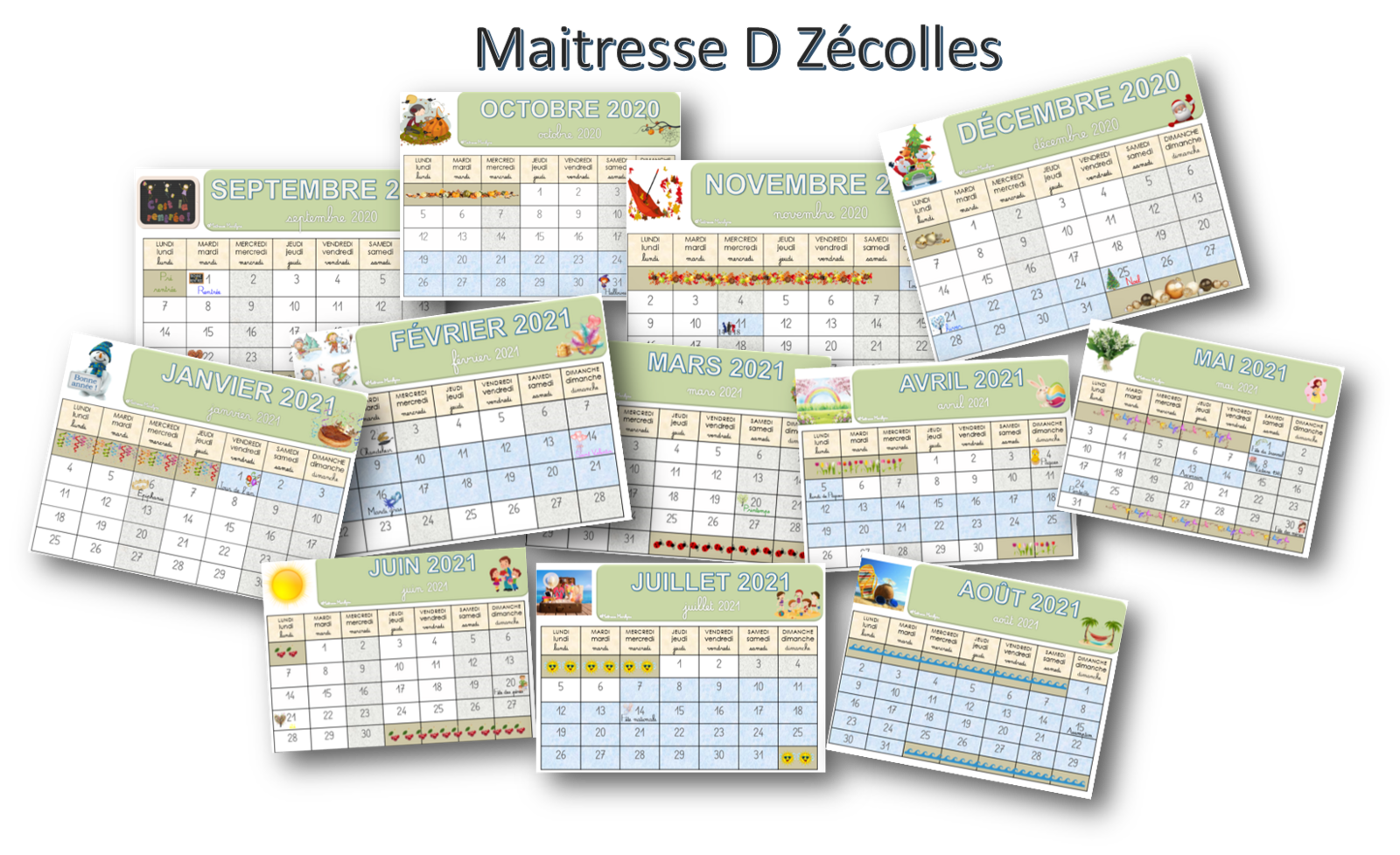 Calendrier de la classe – Maîtresse My-Lan