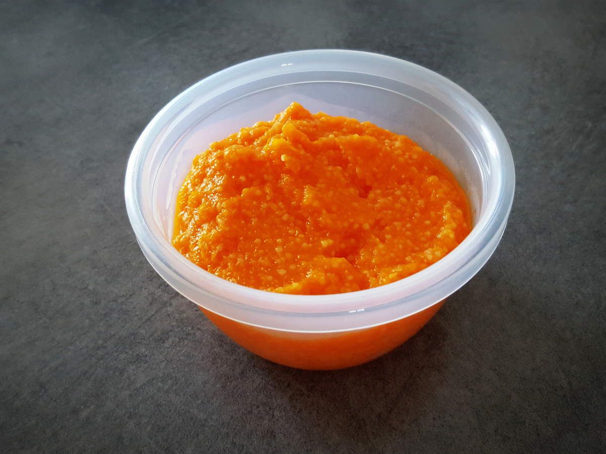 Purée de carottes et jambon à la foraline pour bébé