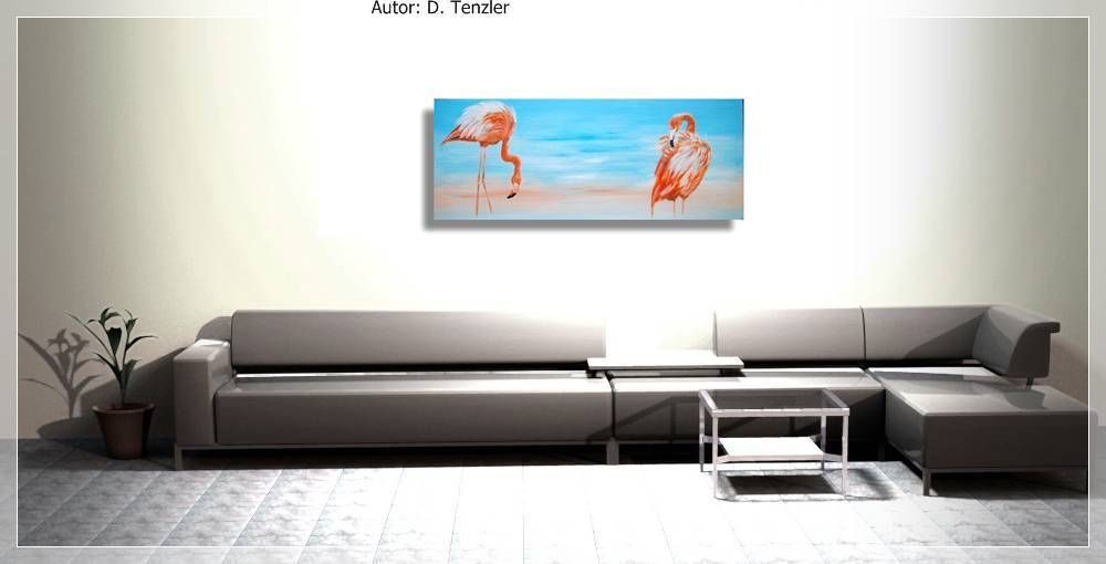 Flamingo Lagune, Acryl auf Leinwand