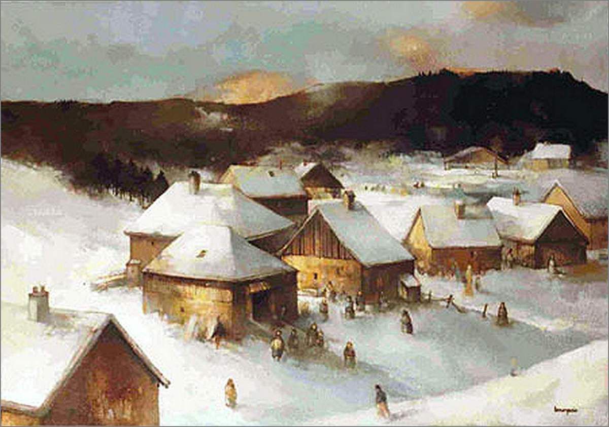  Jean Claude Bourgeois (1932-2011) paysage comtois en hiver
