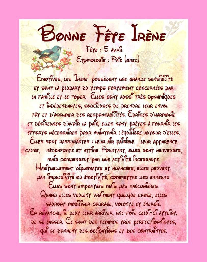 Bonne Fête Irène - 5 avril
