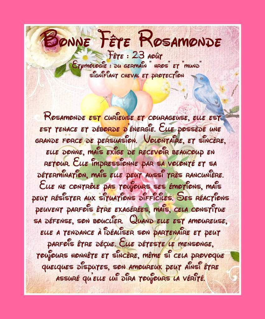 Carte Bonne Fête Rosamonde - 23 août