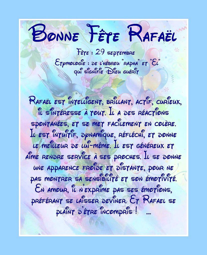 Carte Bonne Fête Rafaël - 29 septembre - Balades comtoises