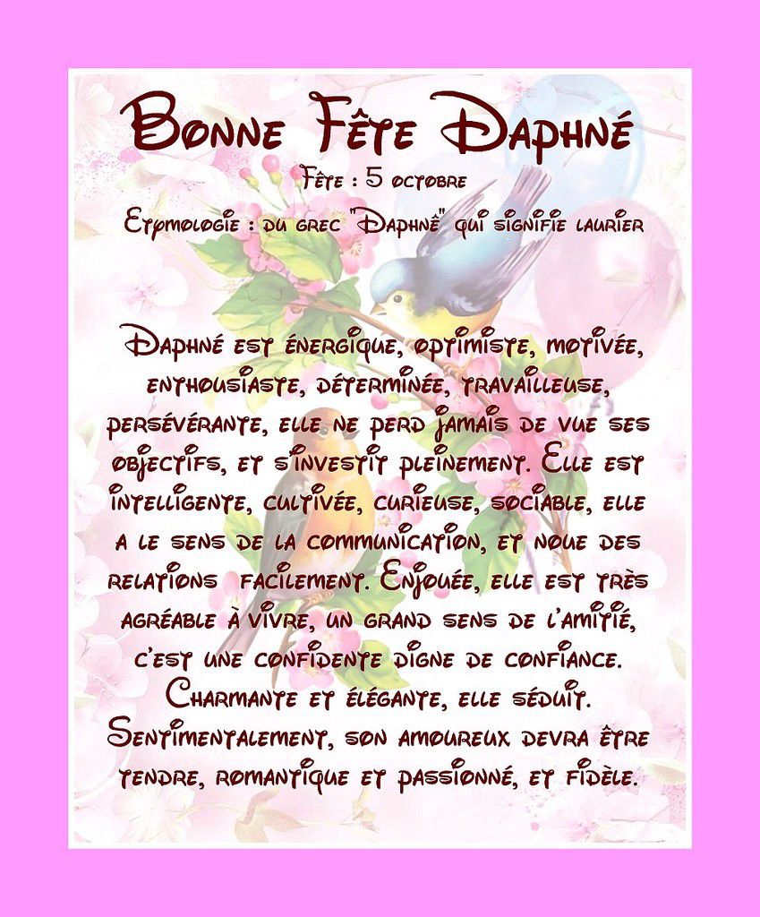 Carte Bonne Fête Daphné - 5 octobre