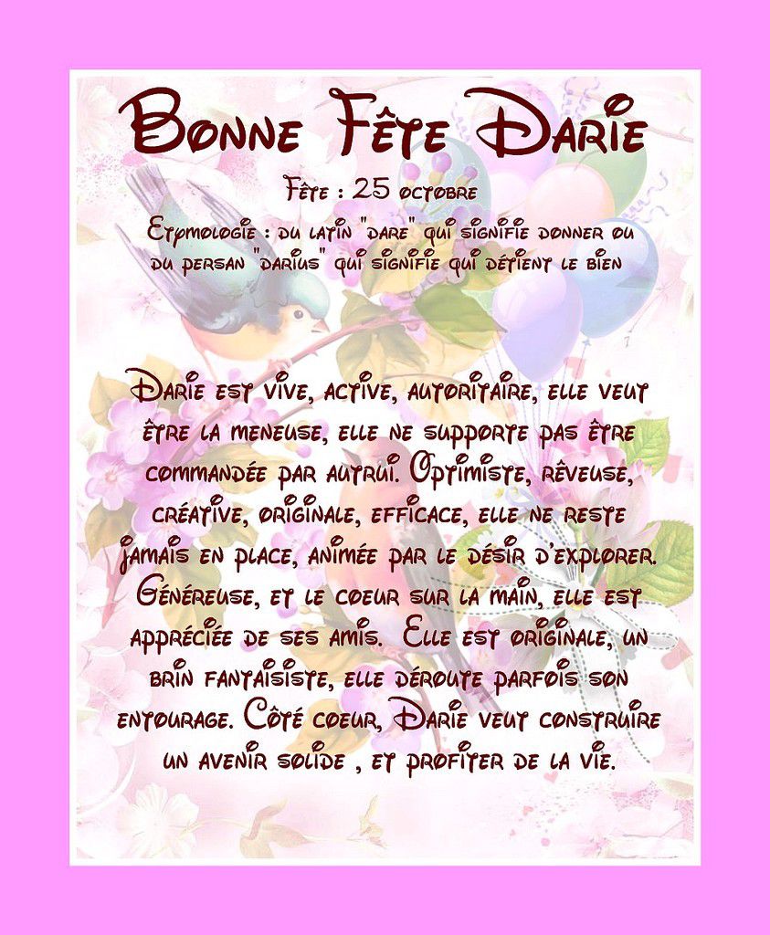 Carte Bonne Fête Darie - 25 octobre - Balades comtoises