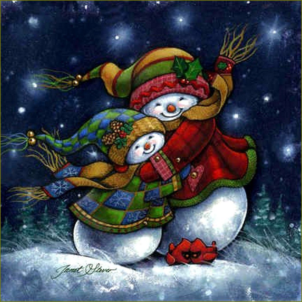 Bonhomme de neige en illustration  par Janet Stever