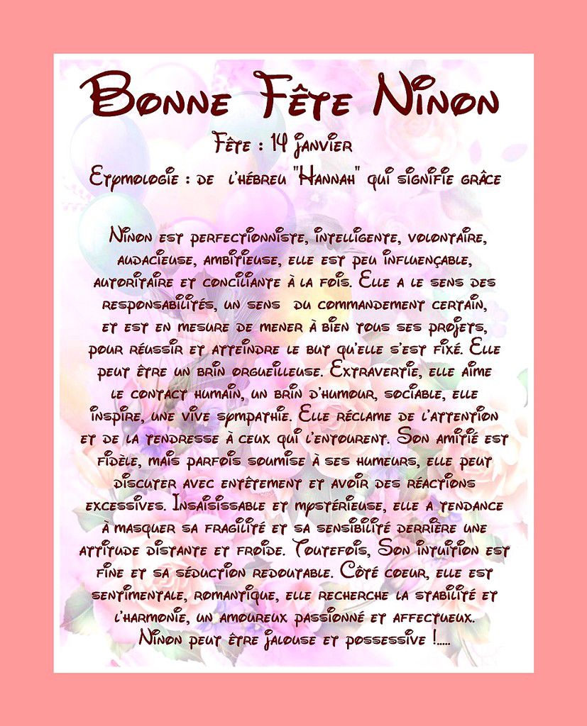 Carte Bonne Fête Ninon - 14 janvier