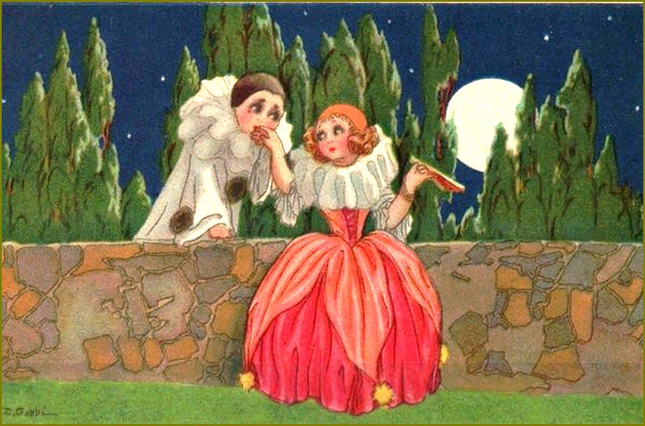 Pierrot - Colombine et Arlequin illustrés -  Pierrot et colombine