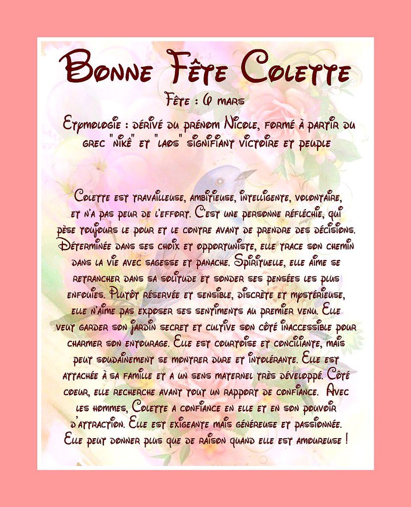 Carte Bonne Fête Colette - 6 mars - Balades comtoises