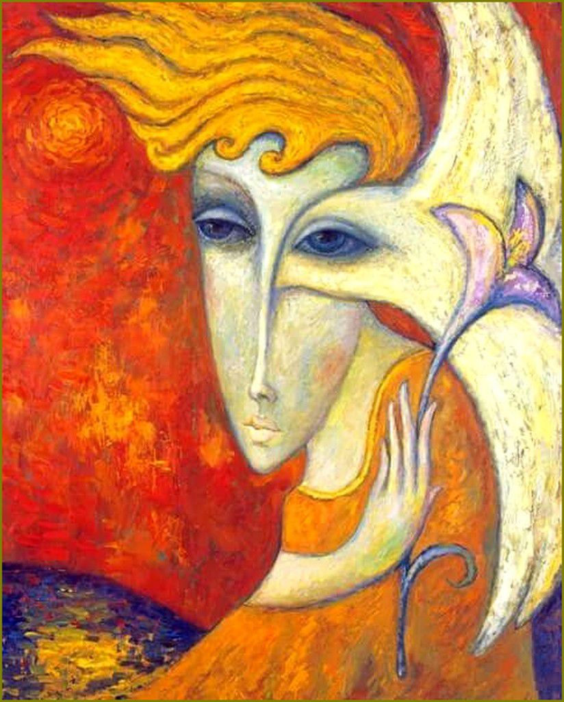Femme et oiseau en peinture -   Sergey Smirnov