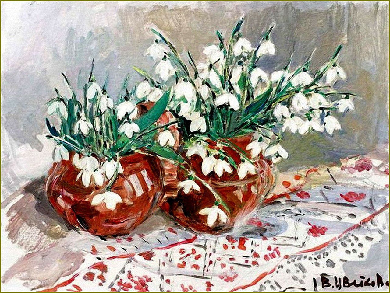 Les fleurs par les grands peintres -   Tsvetkova Valentina - Perce-neige