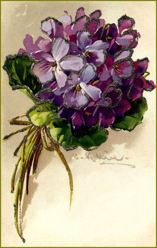 Les fleurs par les grands peintres -   Catherine Klein - violettes