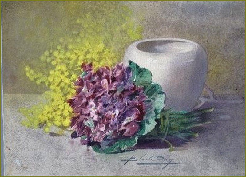 Les fleurs par les grands peintres -   Blanche Odin - Violettes