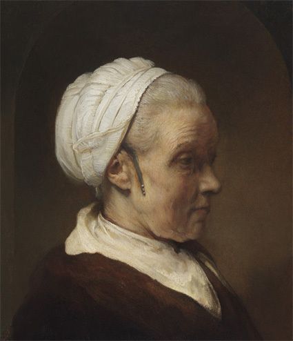 REMBRANDT - "Etude d'une femme à la coiffe blanche" vers 1640 - huile sur panneau - 47,3 x 39 cm