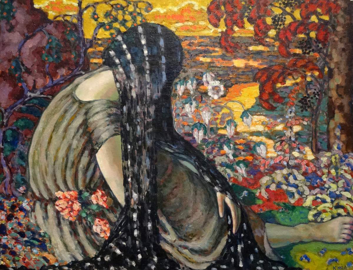 Méditation - femme dans un paysage - 1915 -  Huile sur toile - Konrad MAGI - Estonie