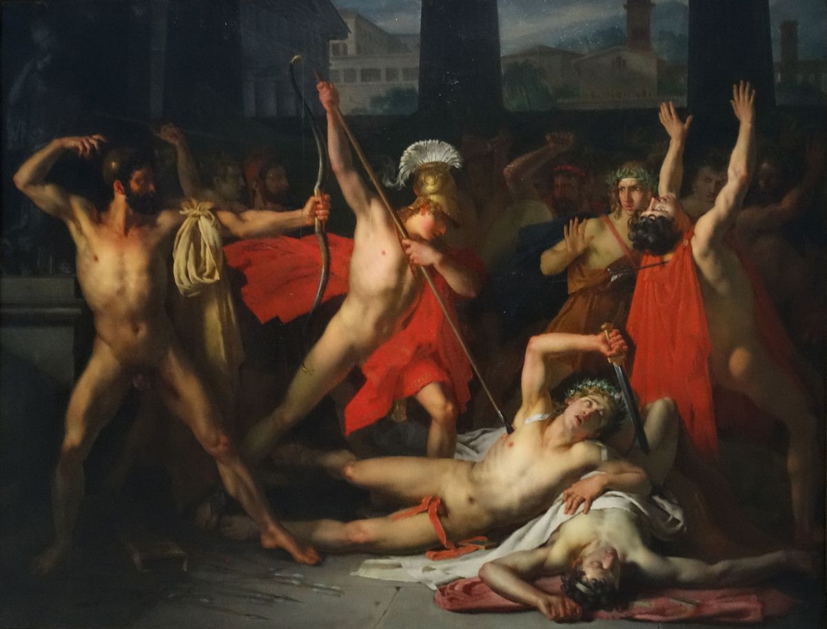 Louis Pallière - Ulysse et Télémaque massacrant les prétendants de Pénélope - 1812 - Huile sur toile