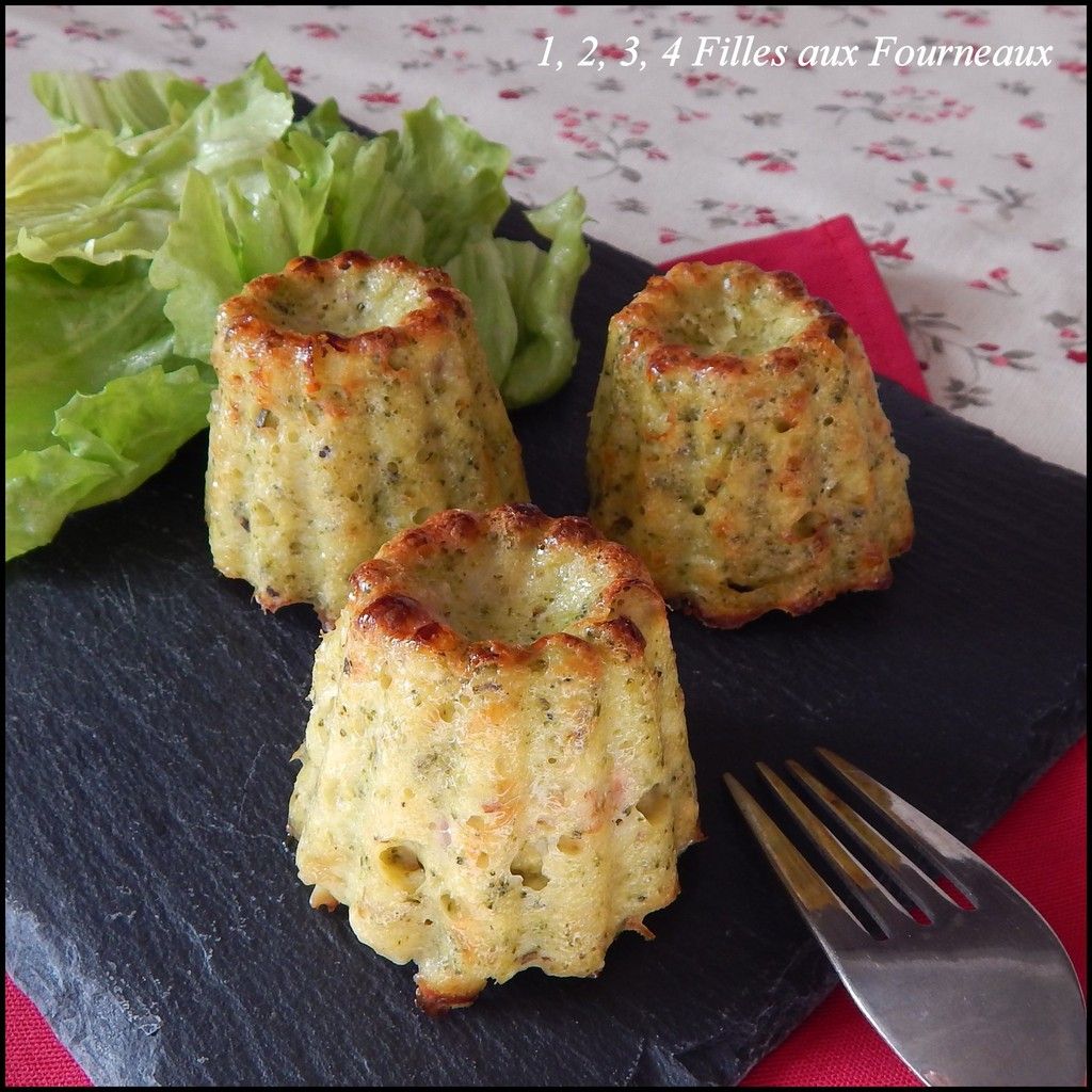 Cannelés aux brocolis, parmesan et bacon