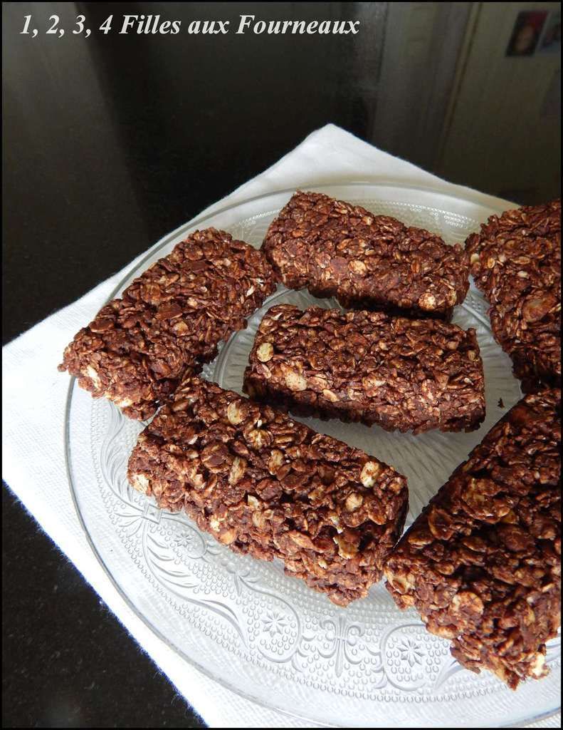 barres céréales chocolat noisette flocons avoine fait maison simple et rapide à réaliser