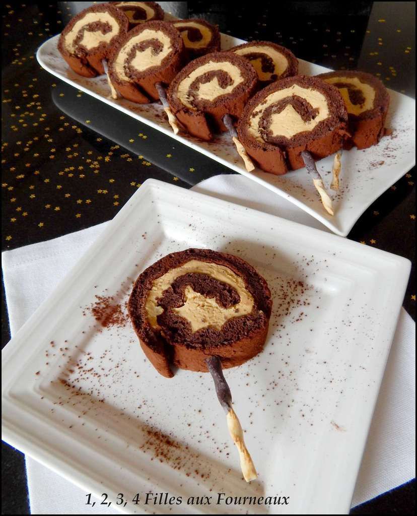 sucette buche chocolat caramel, buche enfant