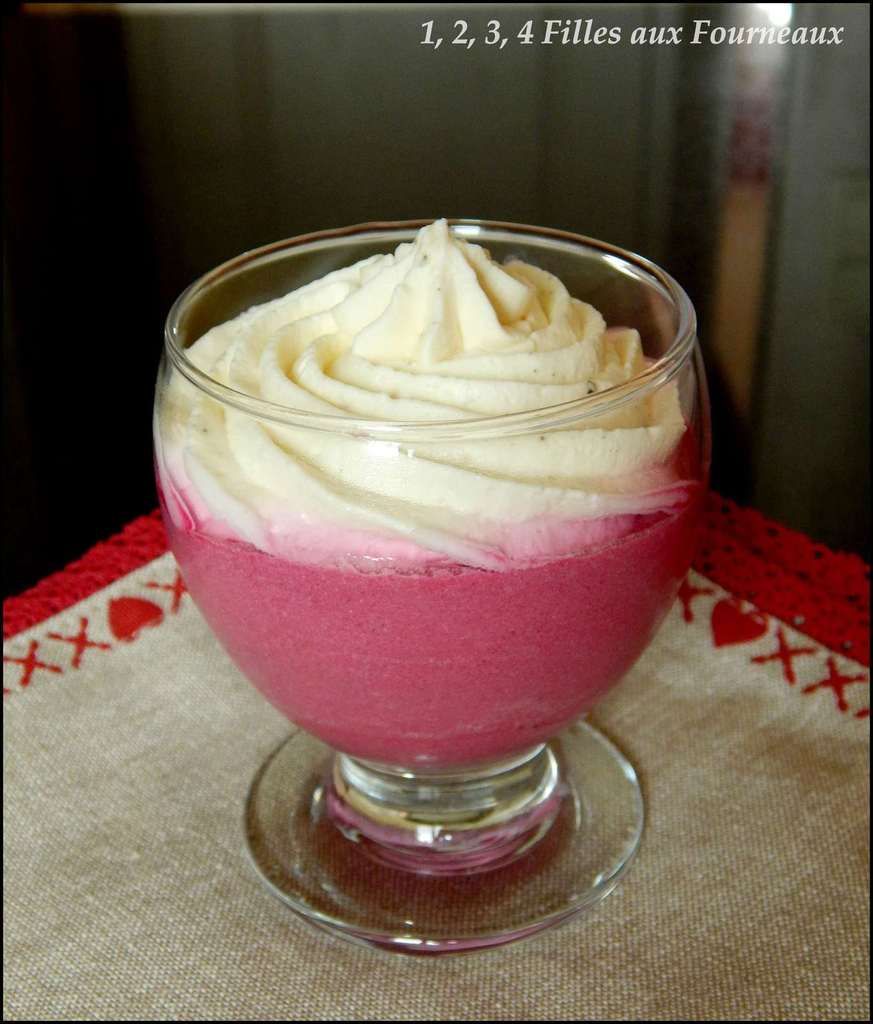 verrine betterave crème fouettee feta, mousse betterave, mousse feta