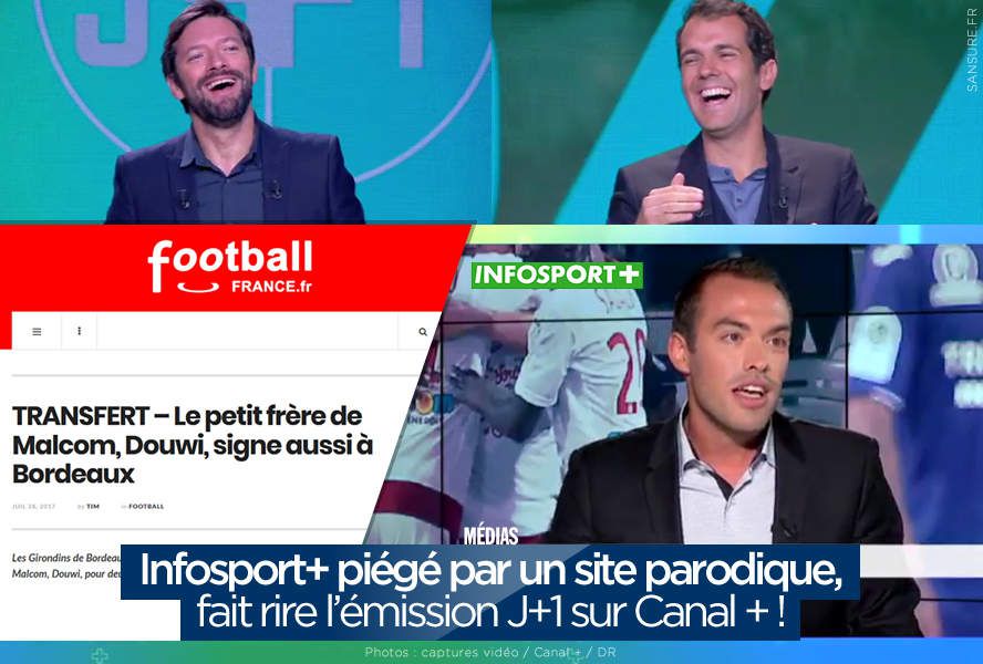 Infosport+ piégé par un site parodique, fait rire l’émission J+1 sur Canal + ! #fakenews