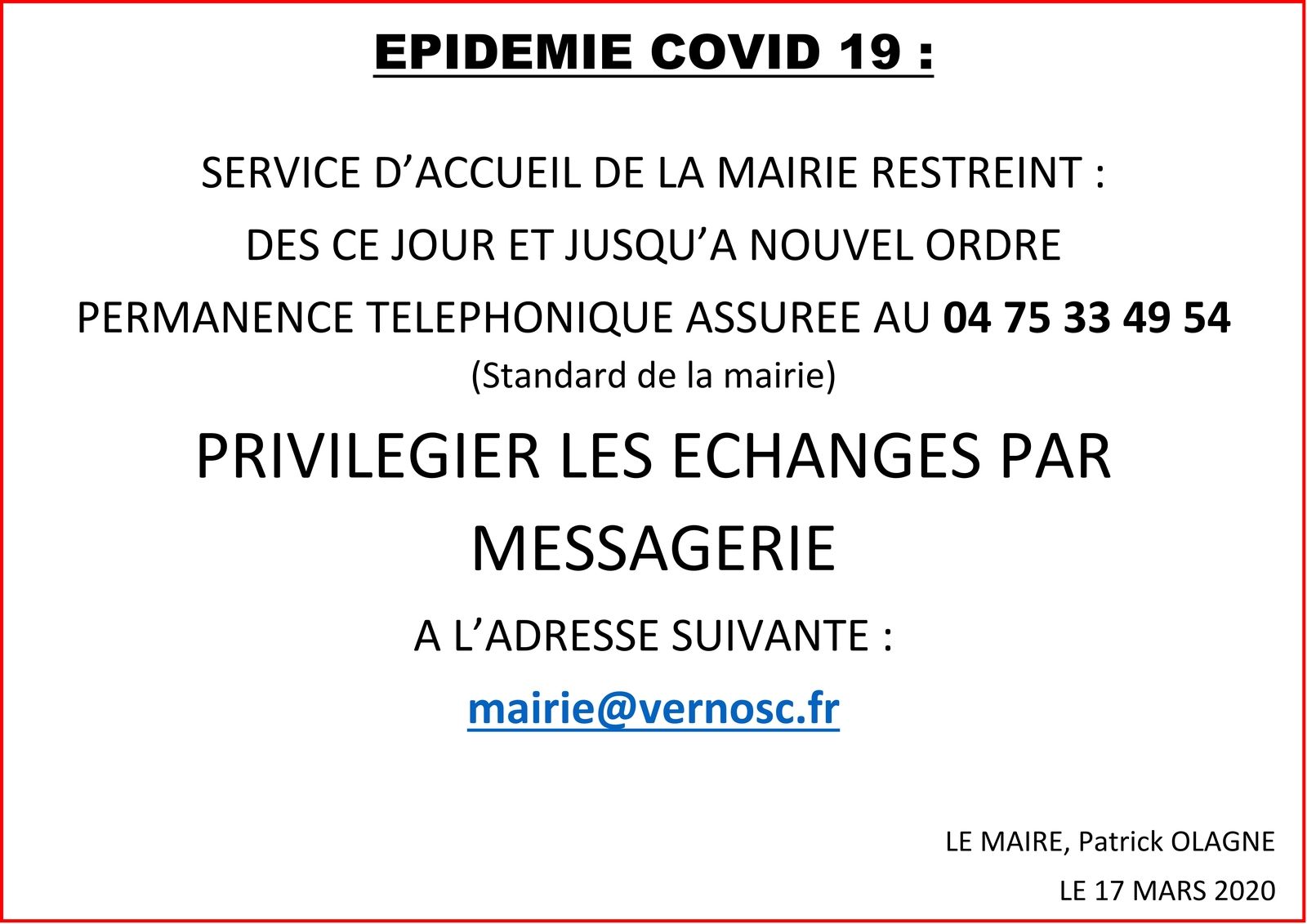 Service d'accueil de la mairie de Vernosc-lès-Annonay