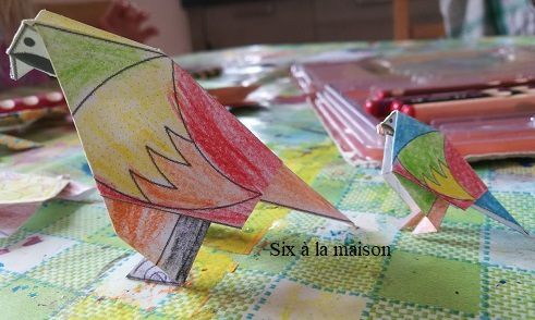 colorigami coloriage et origami enfants perroquet occuper activité diy
