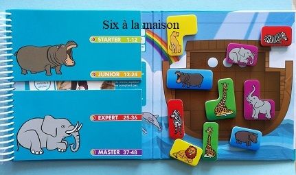 Jeu de voyage et de réflexion : L'arche de Noé de Smartgames composé de 2 livrets de 48 défis et 10 animaux