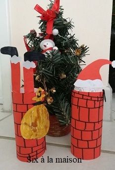 DIY - petit Père Noël - Projet enfants Les "papa Noël" entrent dans la cheminée