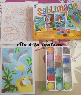 Sablimage coffret les oiseaux activité créatrice de chez Sentosphère contenu de la boîte
